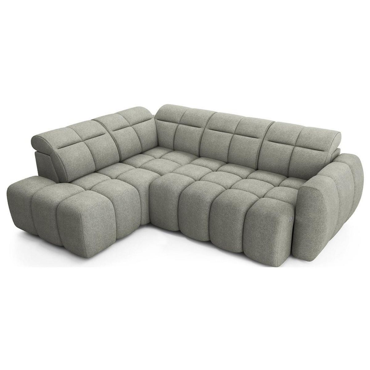 BEST MOBILIER Basile - canapé d'angle gauche 4 places assise extensible électrique avec coffre en tissu texturé