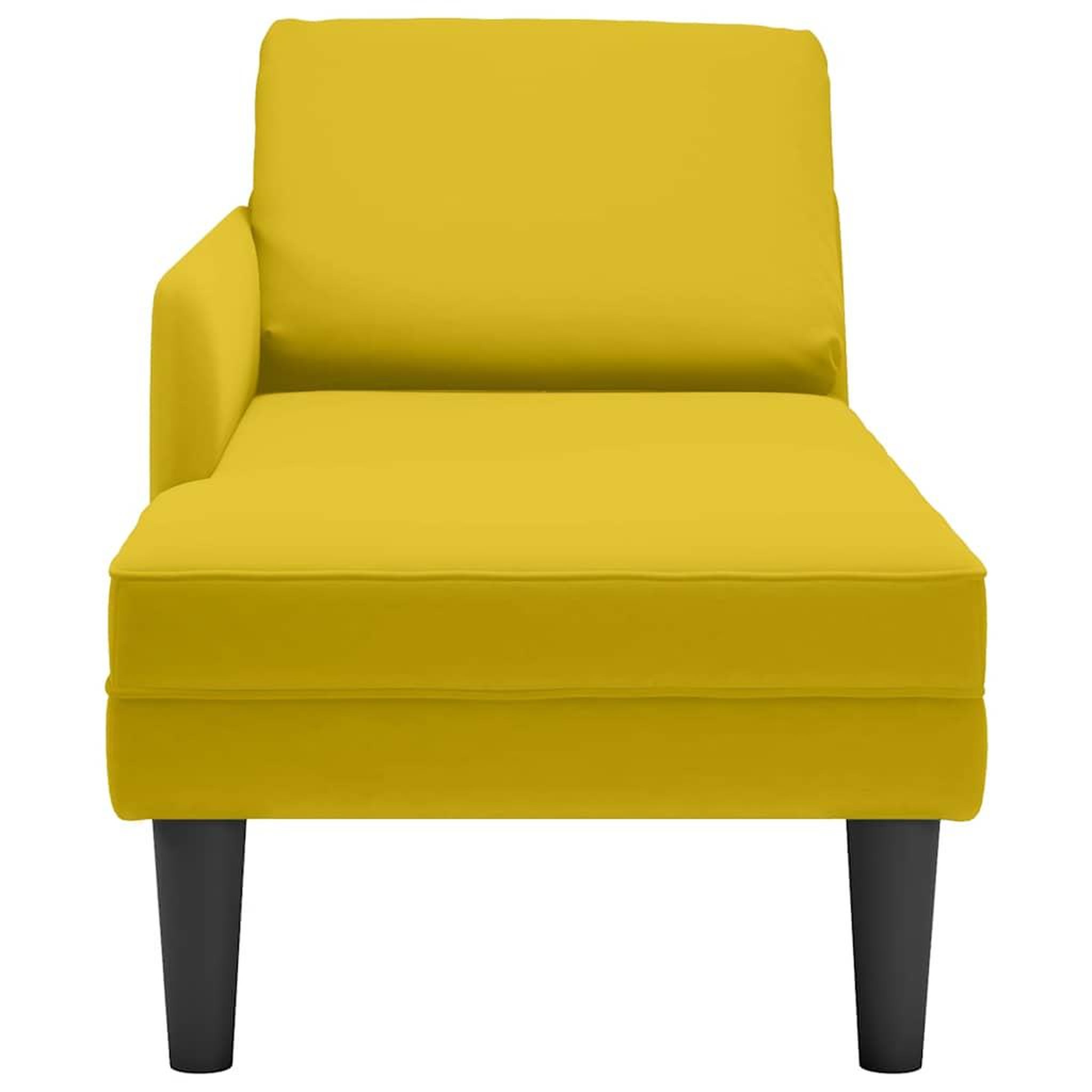 Voir la diapositive 4 : VIDAXL Fauteuil long avec coussin et accoudoir droit jaune velours