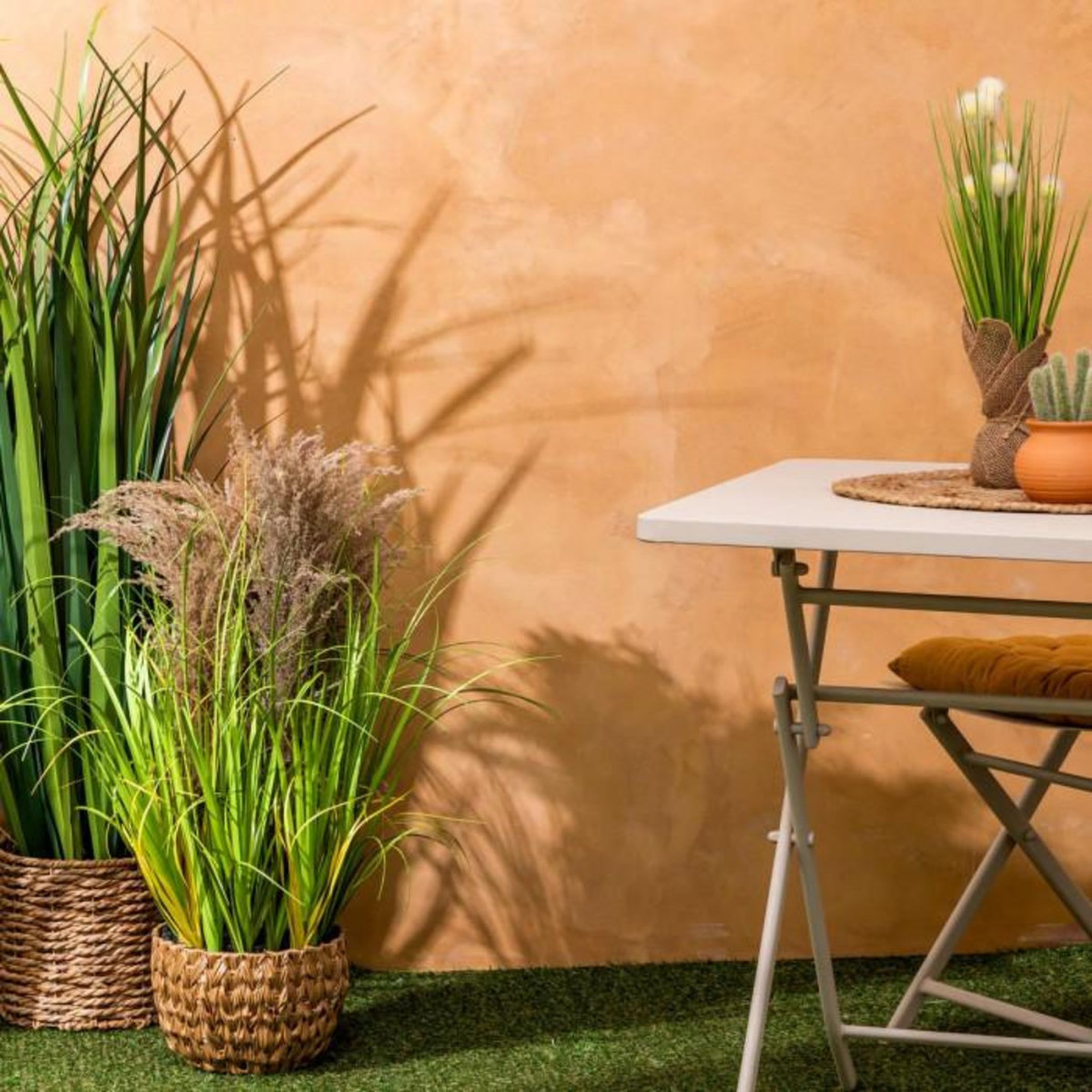 ATMOSPHERA Plante Herbe Artificielle en Pot  Maxime  80cm Vert