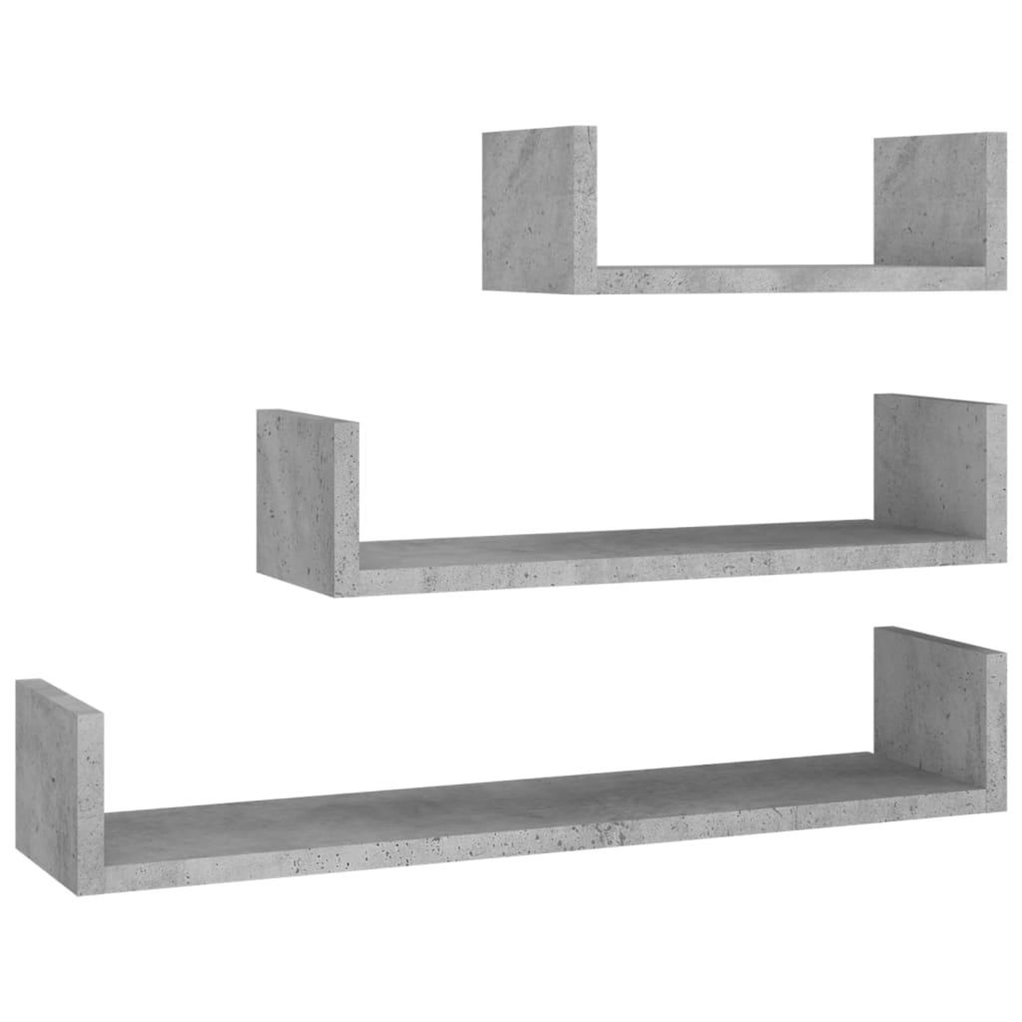 Voir la diapositive 2 : VIDAXL Etageres murales 3 pcs Gris beton Bois d'ingenierie