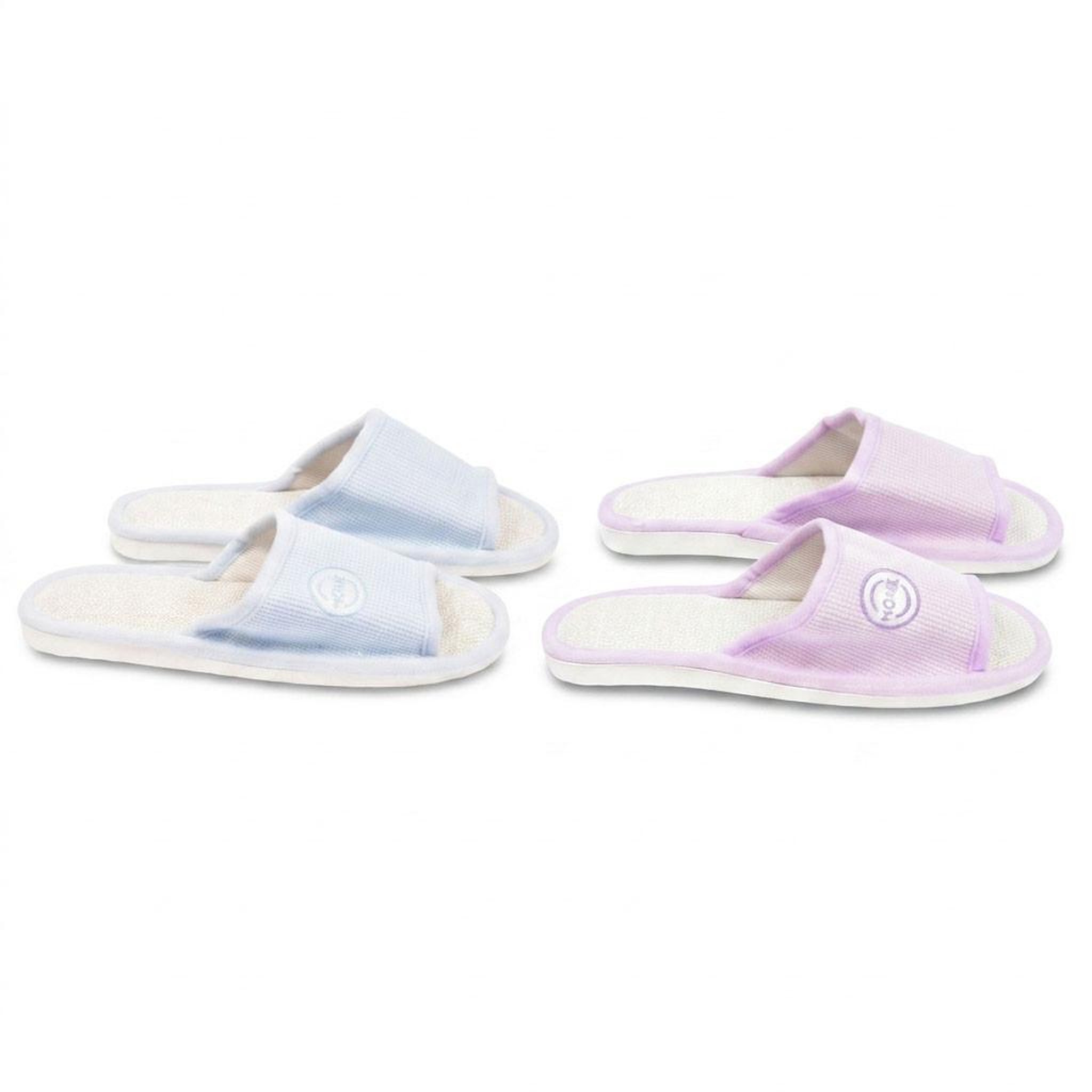 Voir la diapositive 1 : OZABI OZABI-Pantoufle Mule Femme Pack 2 Paires Tissu Gaufre Bout Ouvert