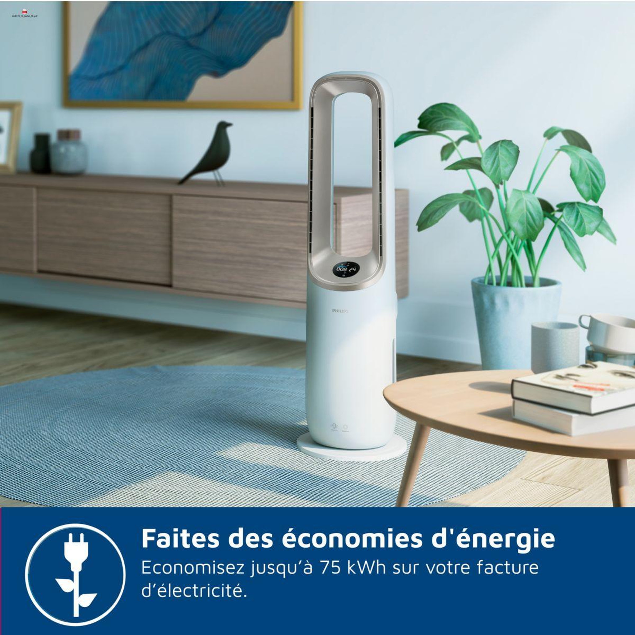 Voir la diapositive 5 : Philips Purificateur d'air, ventilateur, chauffage amf870/16 3-en-1 série 8000, jusqu'à 70 m², blanc