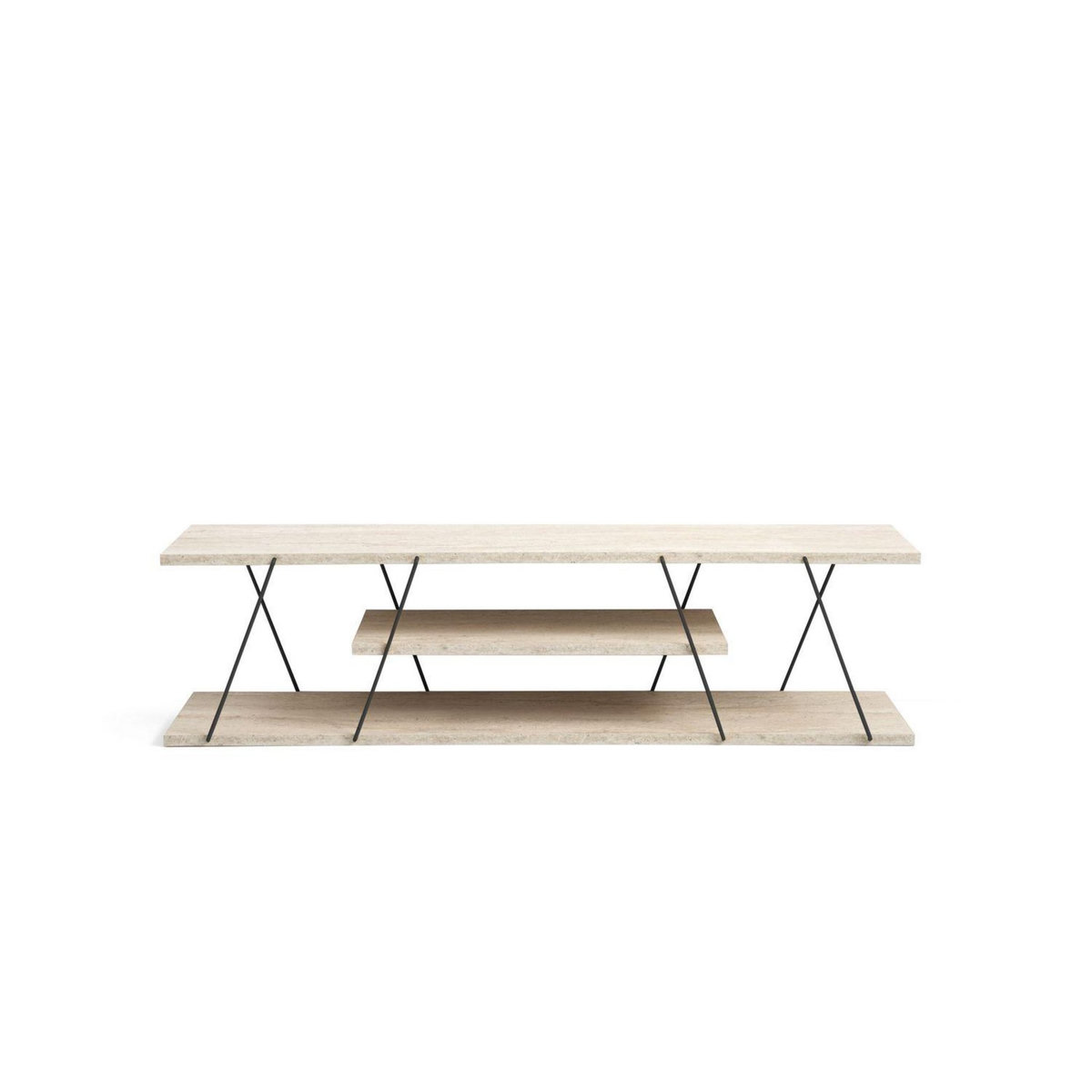 TOILINUX Meuble TV effet travertin CANAZ - Beige