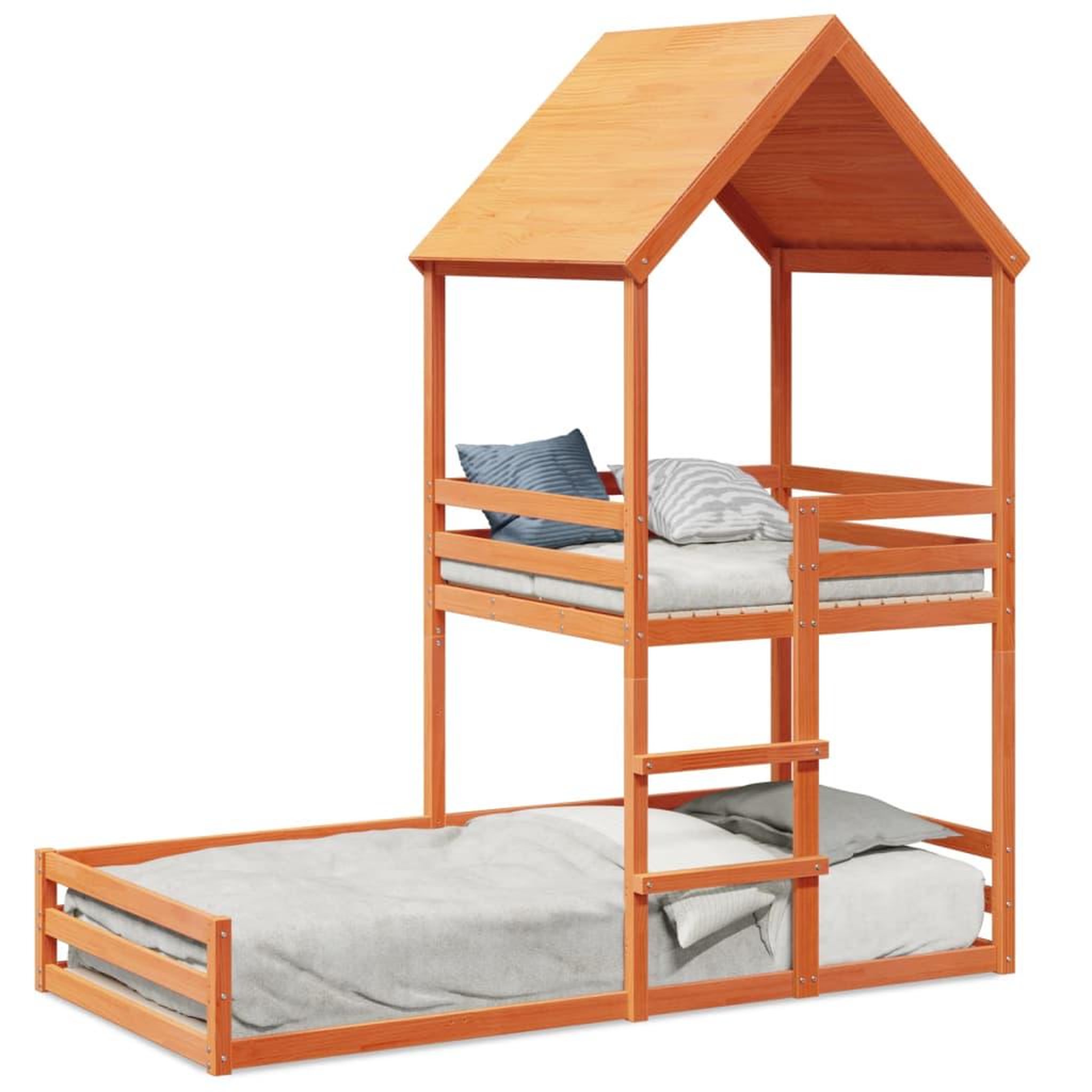 Voir la diapositive 2 : VIDAXL Lit superpose sans matelas cire marron 80x200 cm pin massif