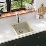 VIDAXL Evier de cuisine Granit Seul lavabo Beige