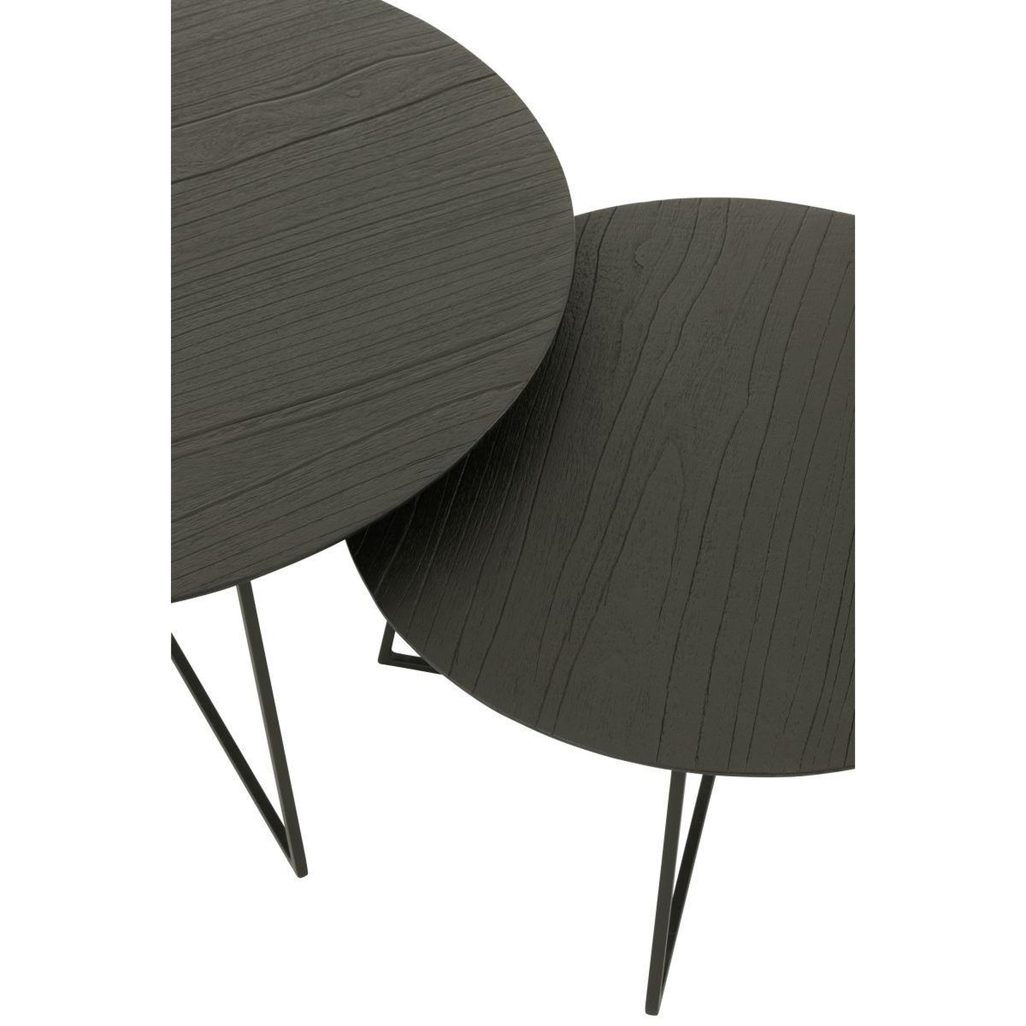 Voir la diapositive 4 : J-LINE Lot de 2 tables basses gigognes en teck  lucille  80cm noir