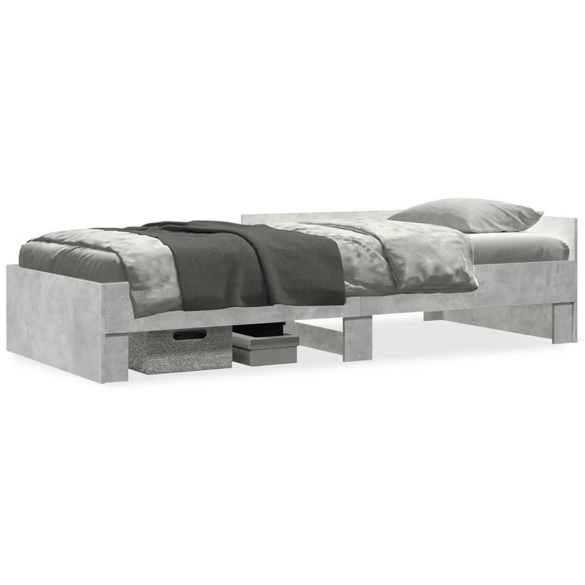 Voir la diapositive 2 : VIDAXL Cadre de lit sans matelas gris beton 100x200 cm bois ingenierie