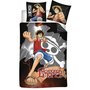 Manga Déco - Parure de Lit Coton Enfant One Piece Monkey - Housse de Couette 140x200cm Taie 65x65 cm