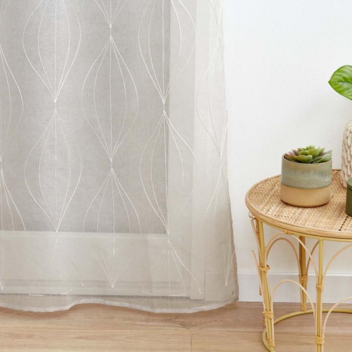 Paris Prix Rideau Voilage à Œillets Brodés  Galactee  140x240cm Taupe