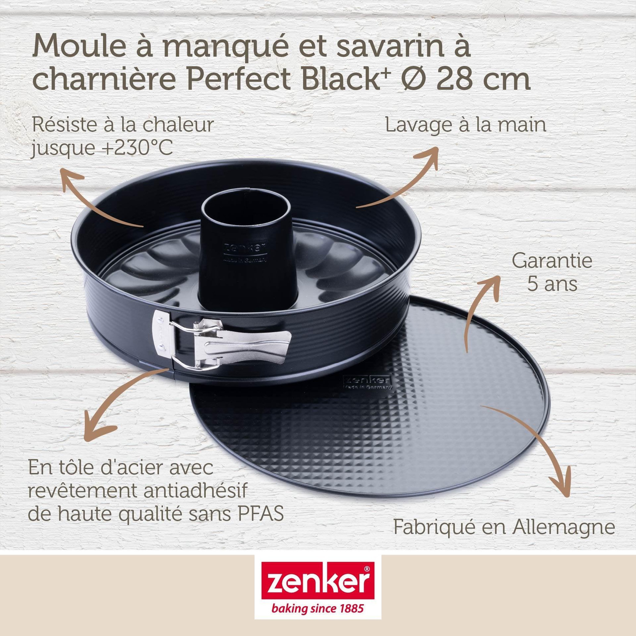 Voir la diapositive 4 : ZENKER Moule à manqué et à savarin double fond 28 cm zenker perfectback+