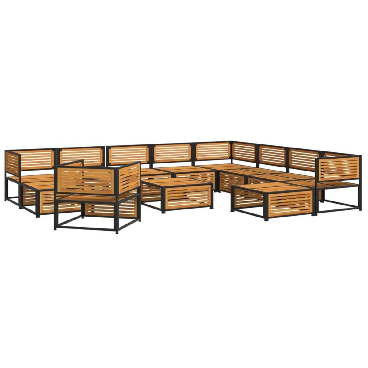 VIDAXL Salon de jardin avec coussins 12 pcs bois massif d'acacia