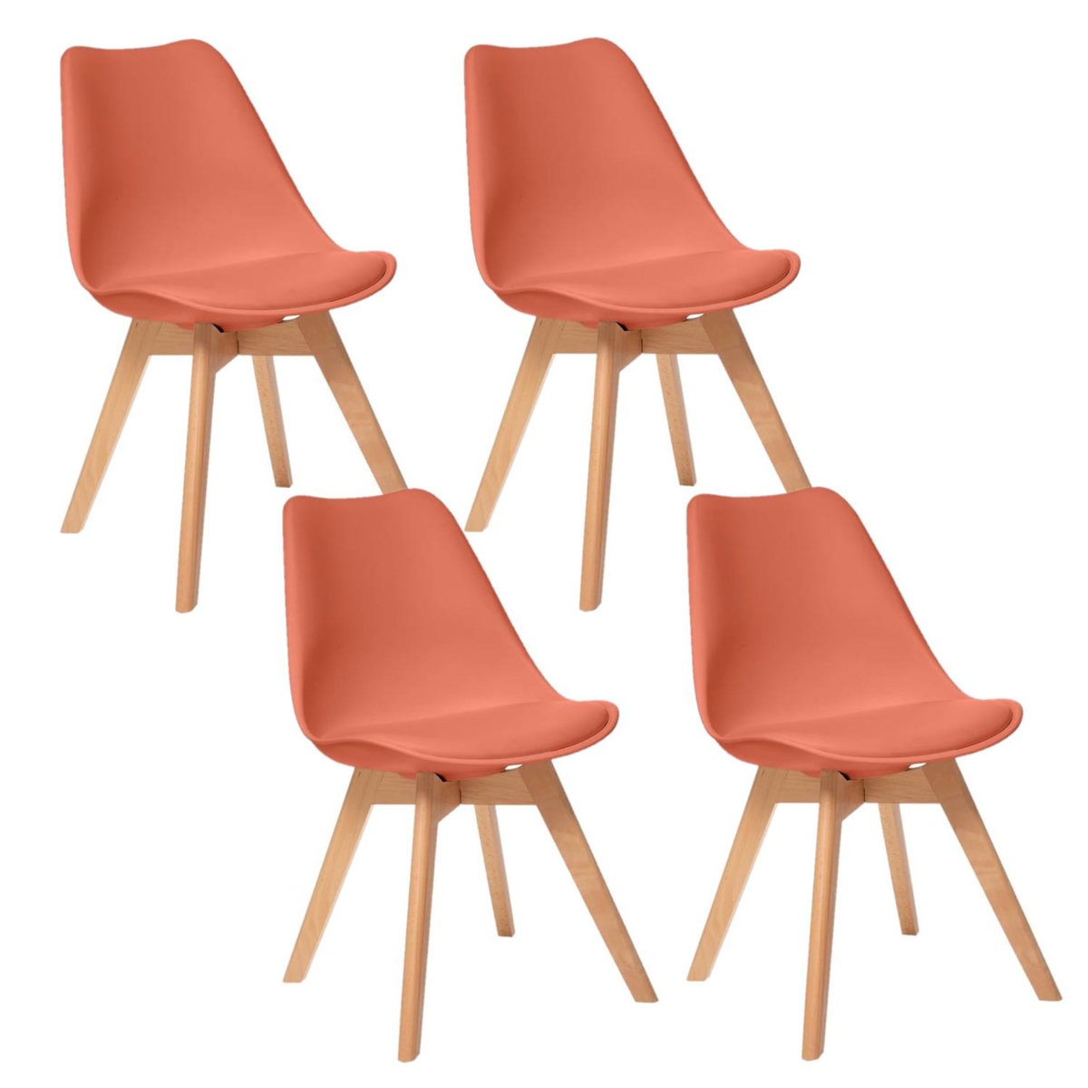 TOILINUX Lot de 4 chaises design scandinave BAYA