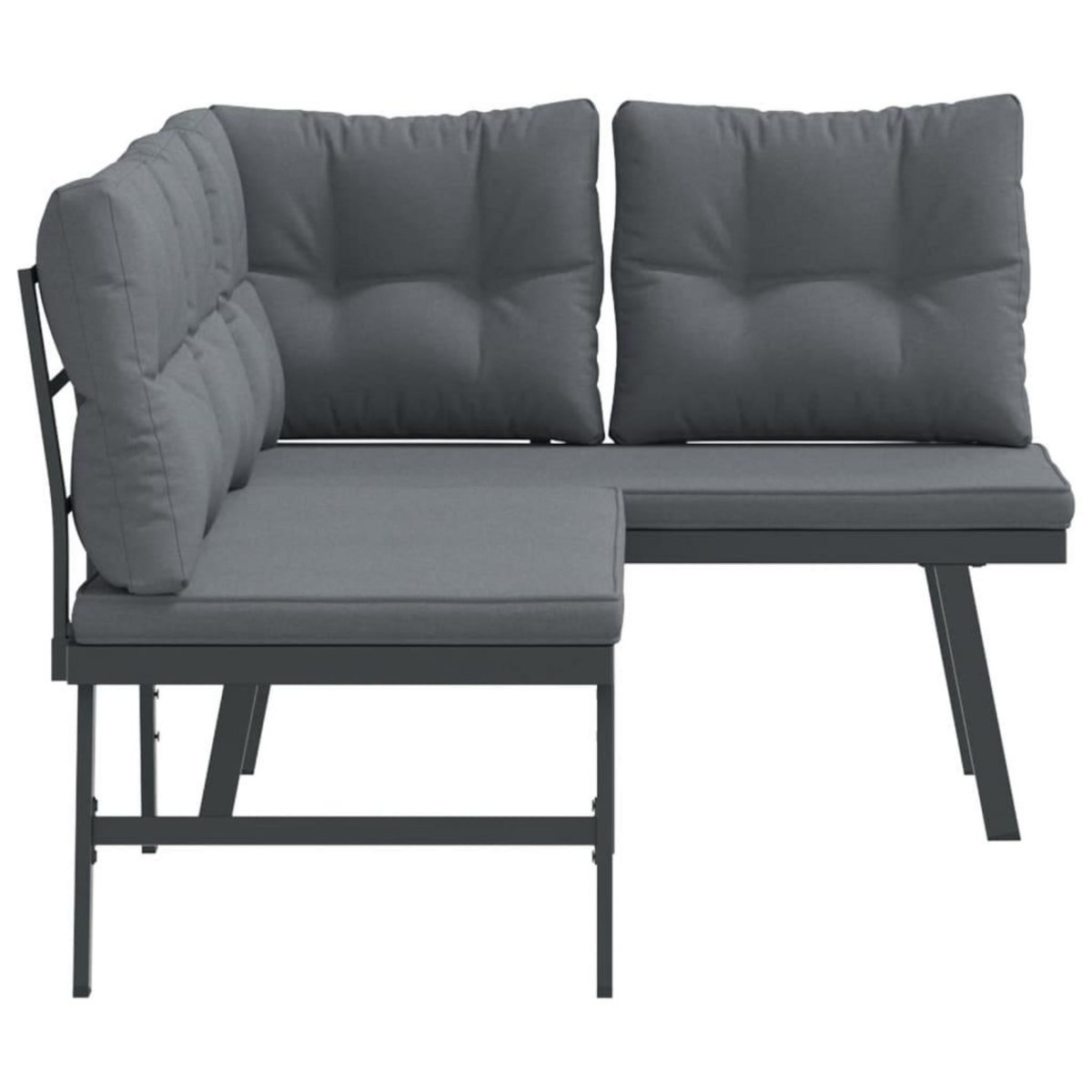 VIDAXL Bancs de jardin avec coussins lot de 2 acier enduit de poudre