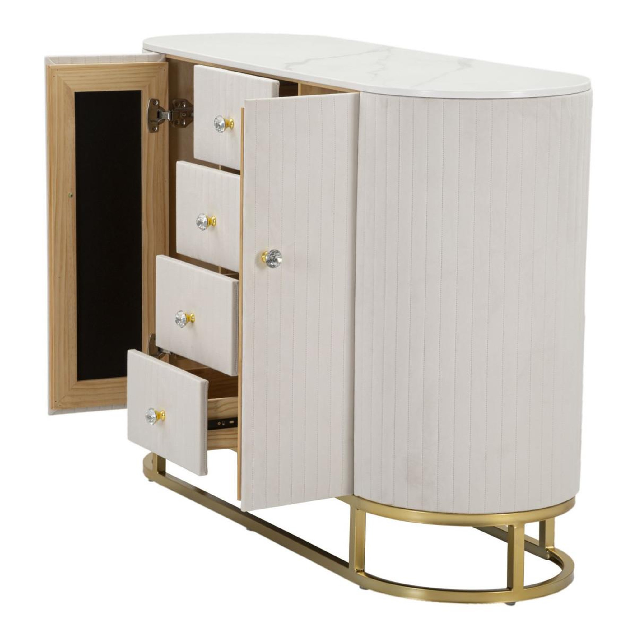 Voir la diapositive 3 : Paris Prix Buffet design effet marbre  montpellier  120cm crème & or