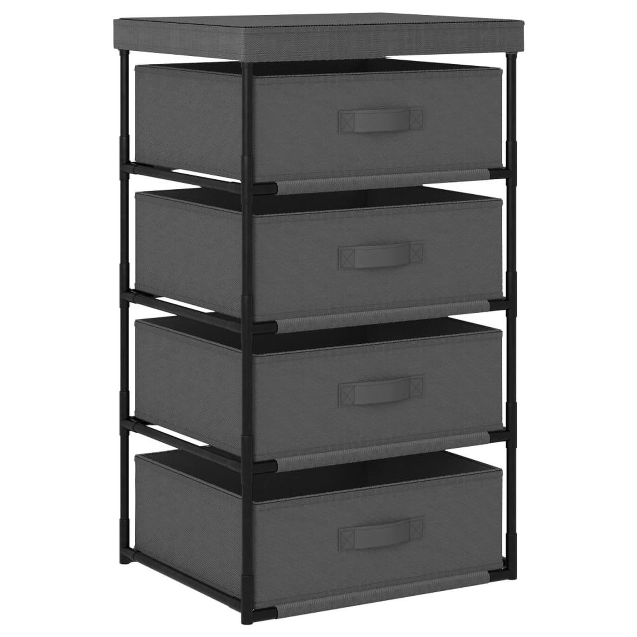 Voir la diapositive 1 : VIDAXL Etagere de rangement avec 4 paniers en tissu Acier Gris