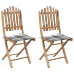 VIDAXL Chaises pliables de jardin lot de 2 avec coussins Bambou