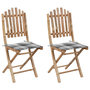 Voir la diapositive 1 : VIDAXL Chaises pliables de jardin lot de 2 avec coussins Bambou