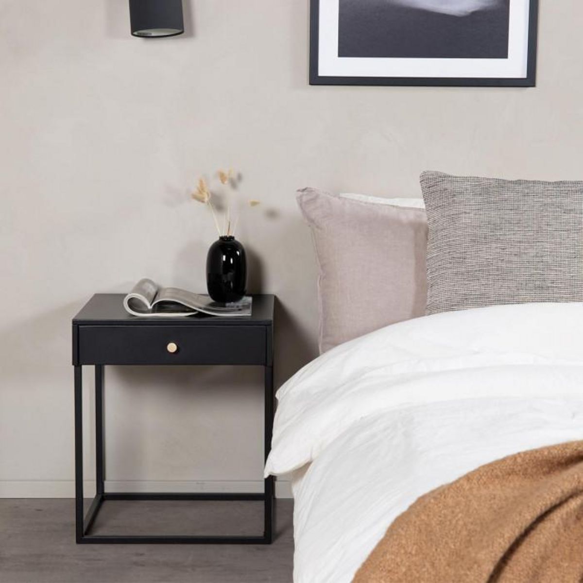 Paris Prix Table de Chevet Avec Tiroir  Bakal  50cm Noir