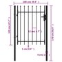Voir la diapositive 5 : VIDAXL Portillon simple porte avec dessus a pointe Acier 1x1,2 m Noir