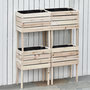 Voir la diapositive 2 : OUTSUNNY Jardinières sur pieds carrés potagers - lot de 4 jardinières sur pied modulables - dim. 50L x 30l x 60H cm - inserts d'irrigation film protecteur - bois sapin naturel