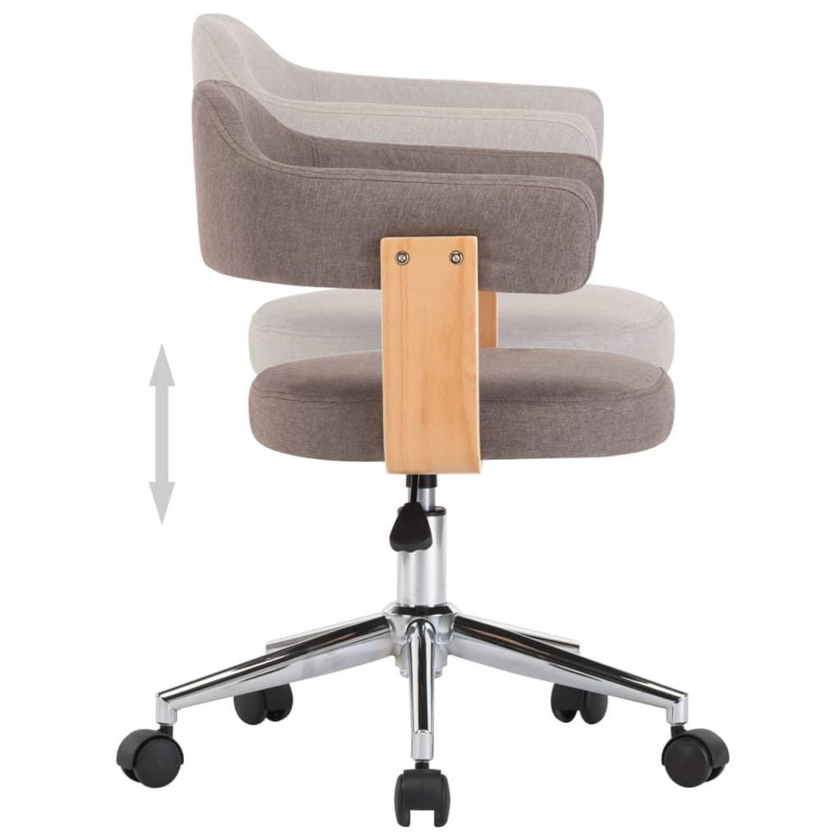 VIDAXL Chaise pivotante de bureau Taupe Bois courbe et tissu