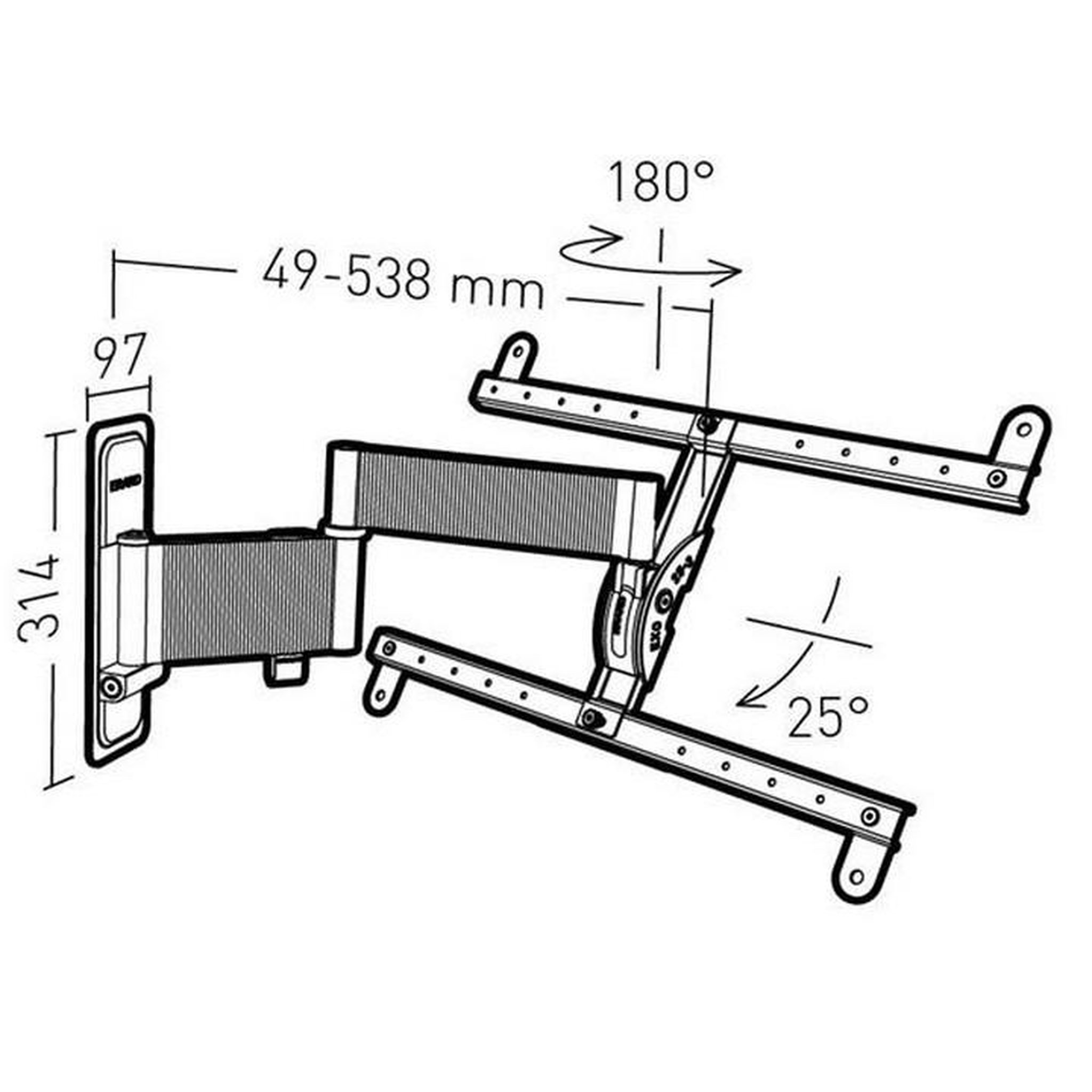 Voir la diapositive 2 : Erard Support mural inclinable/orientable pour écran de 40 à 75 - 048360