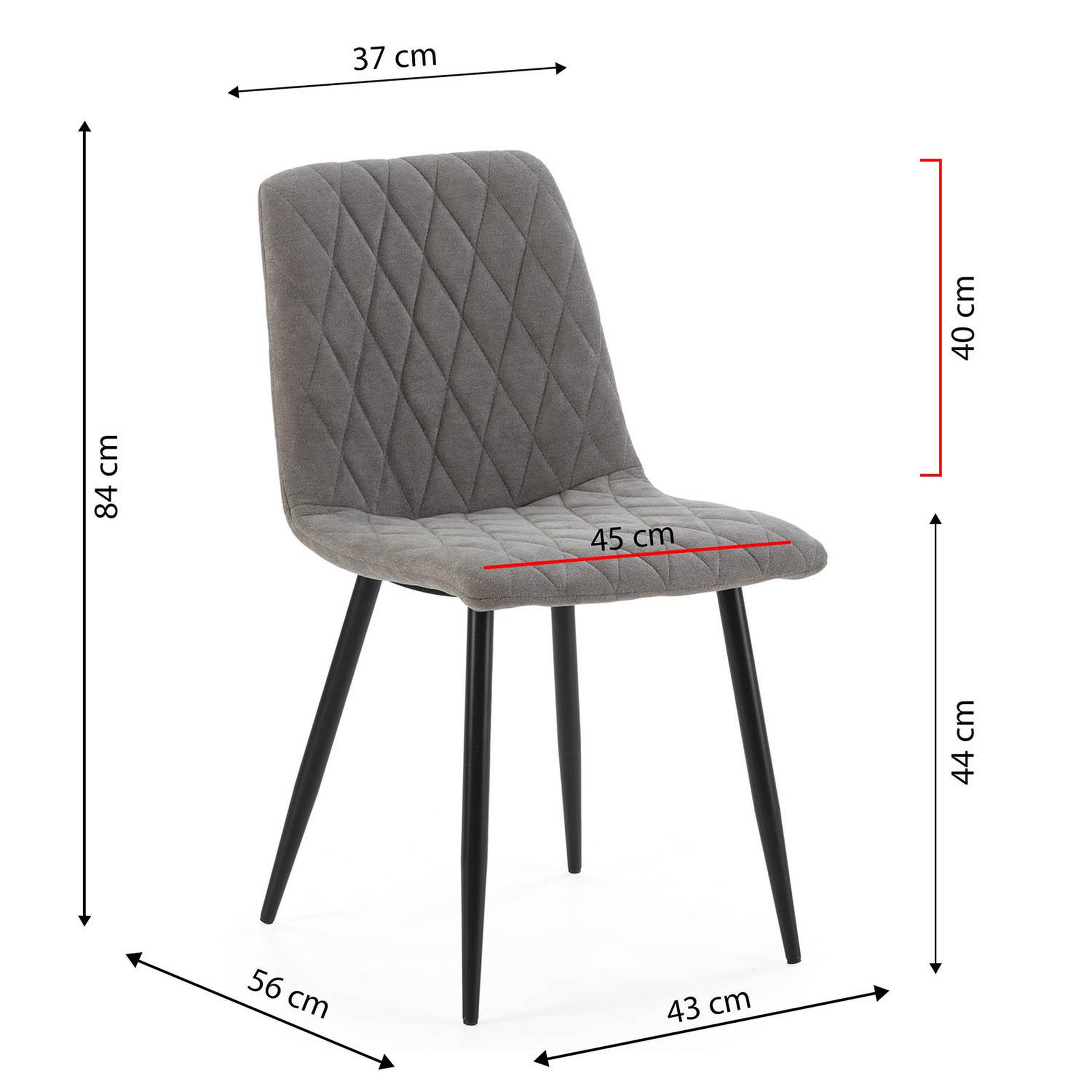 Voir la diapositive 3 : VS VENTA-STOCK Pack 4 chaises Abril recouvertes de tissu gris
