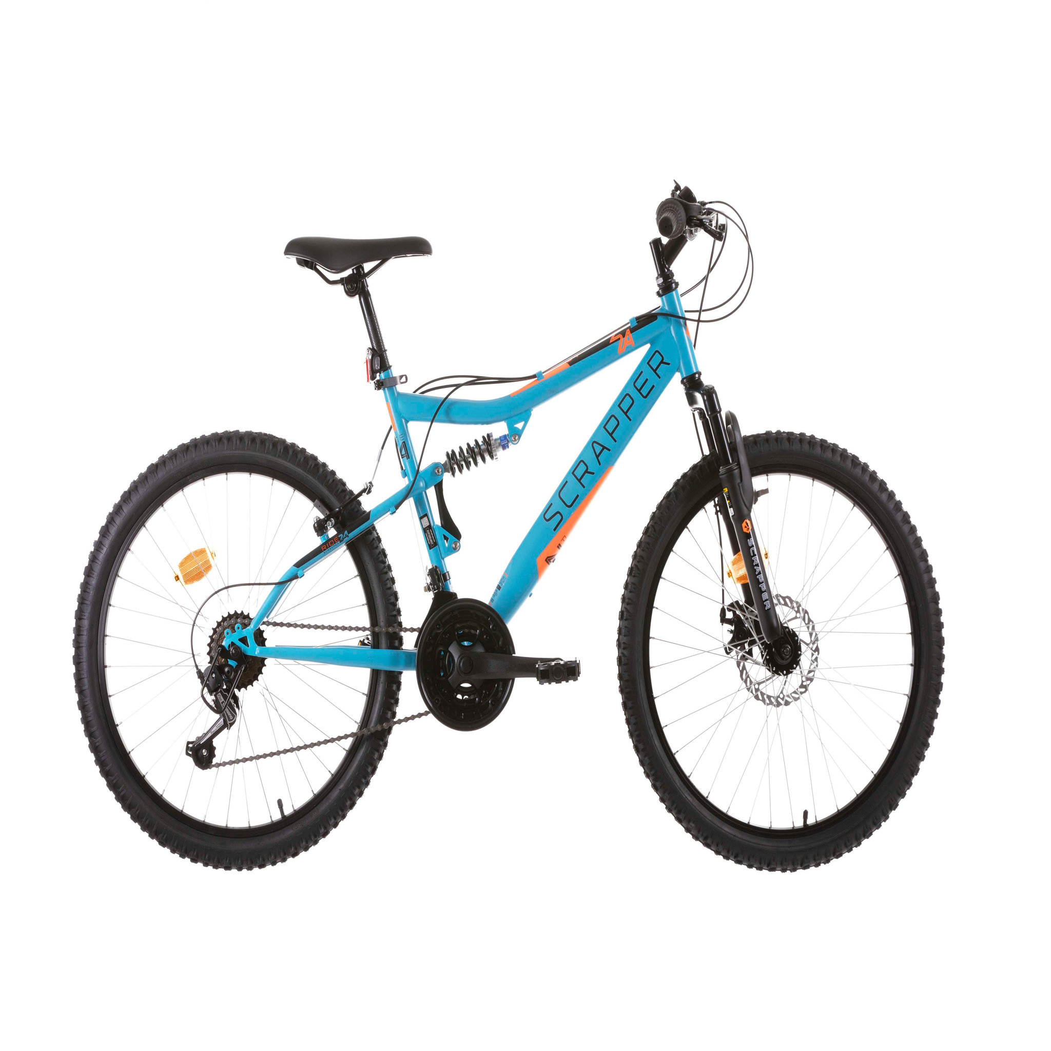 Voir la diapositive 1 : SCRAPPER Vélo enfant (140-160 cm) - VTT 24'' Tout suspendu SCRAPPER - Fourche télescopique - 18 Vitesses - Dérailleur shimano - Frein à disque avant et V-Brake à l'arrière