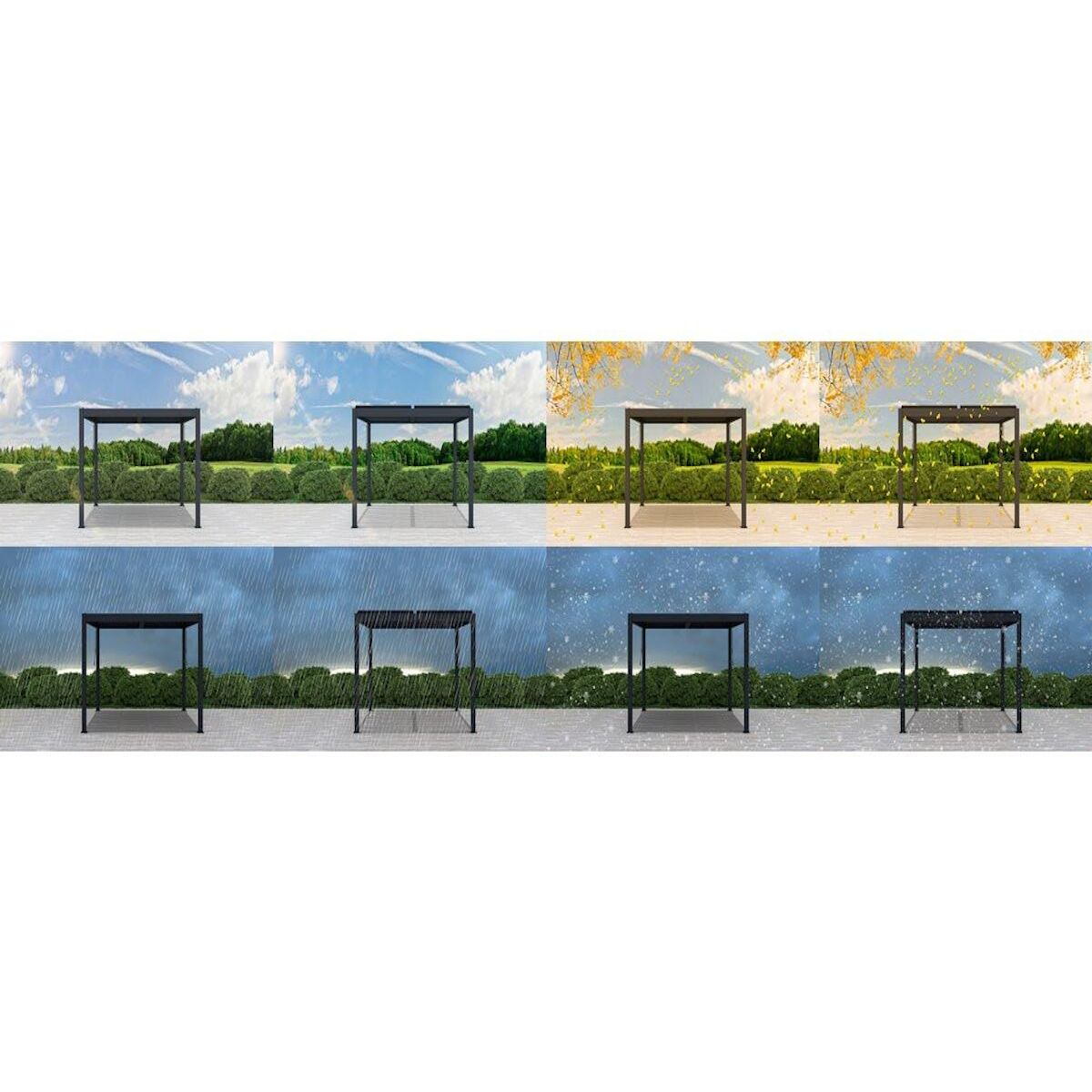 Habitat et Jardin Pergola bioclimatique en aluminium  Windsor  - 3 x 3 m - Anthracite