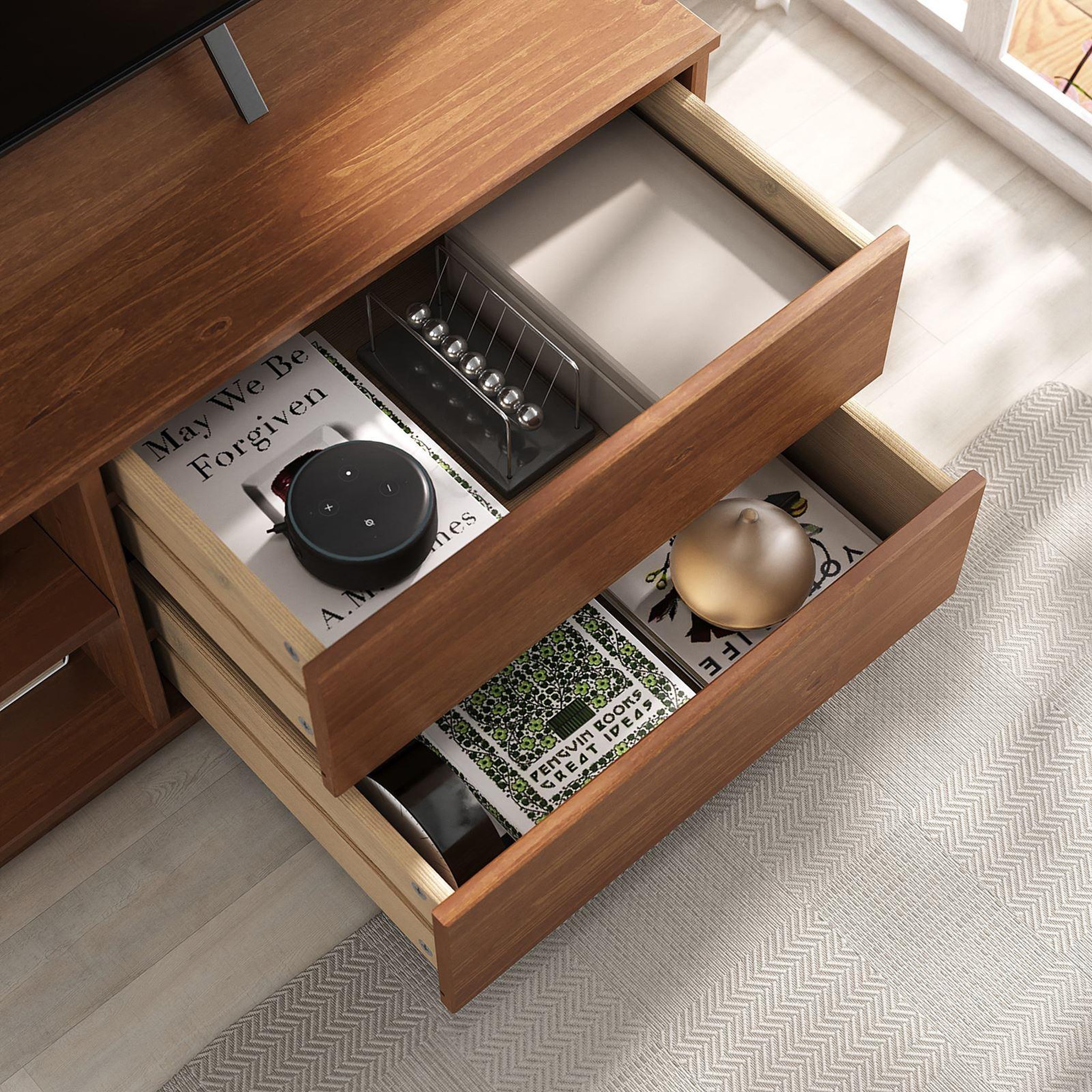 Voir la diapositive 4 : IDIMEX Meuble TV MAITE L 110 cm 2 tiroirs en bois massif