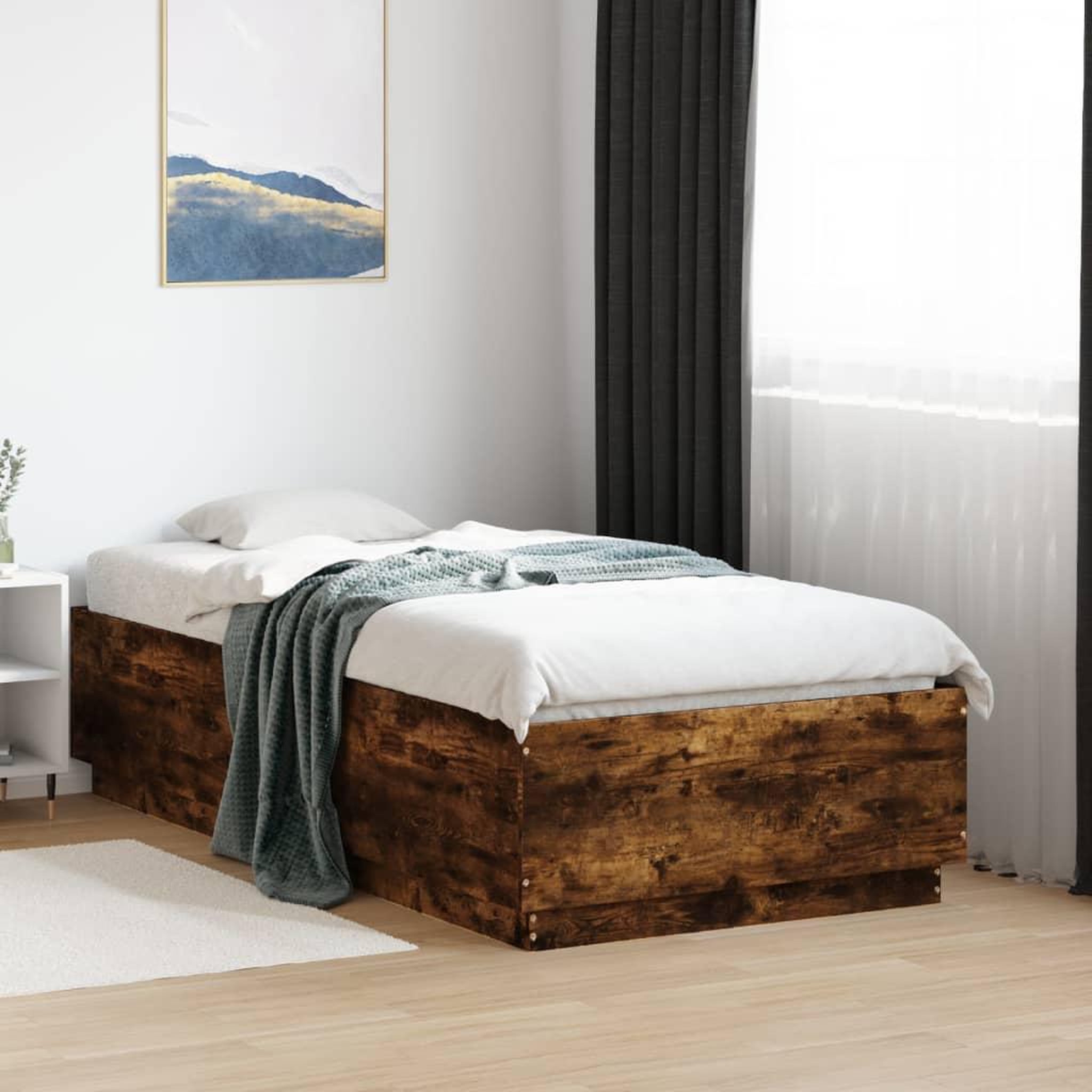 VIDAXL Cadre de lit sans matelas chene fume 90x190 cm