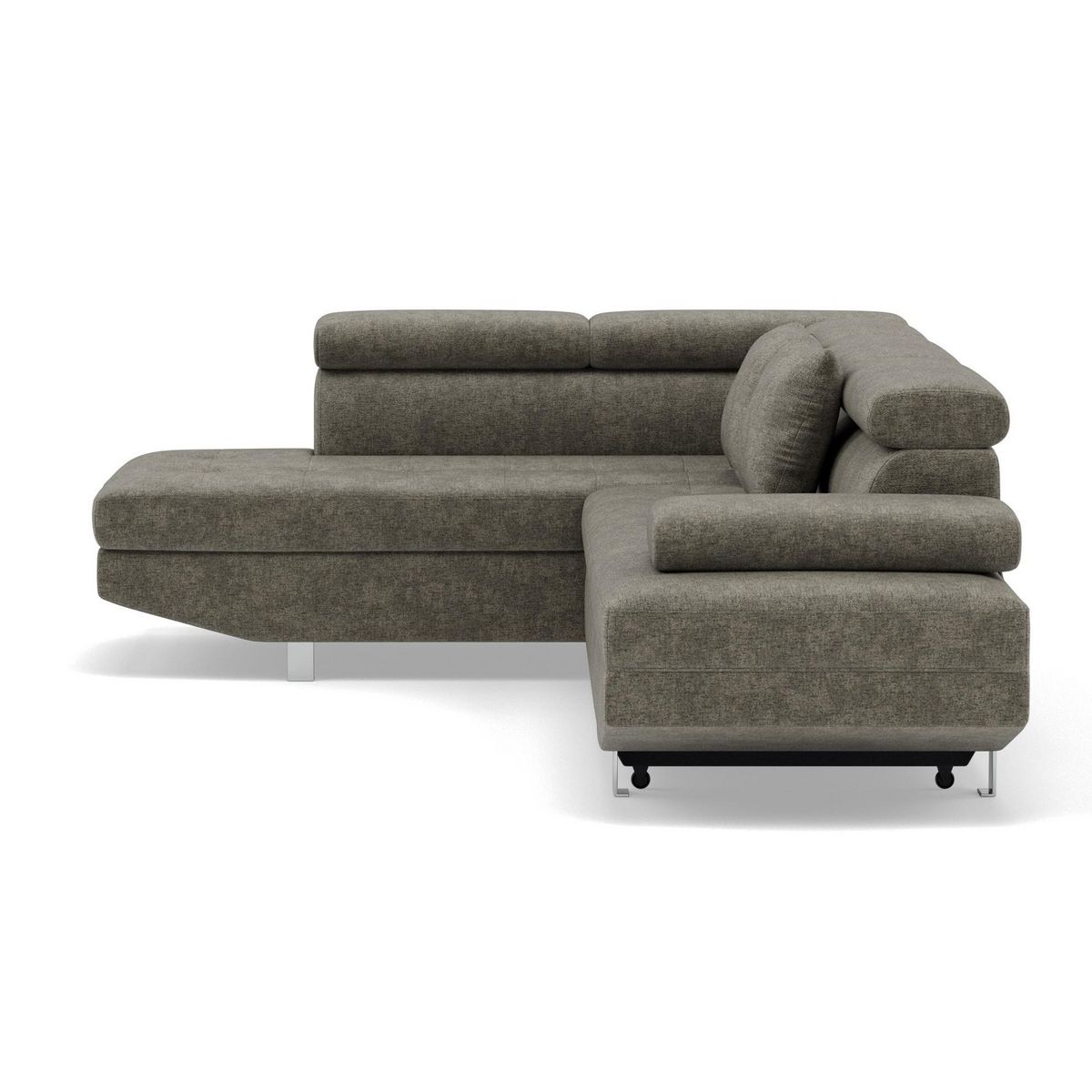 BEST MOBILIER Margaux - canapé d'angle gauche 5 places convertible avec coffre et têtières réglables en velours texturé