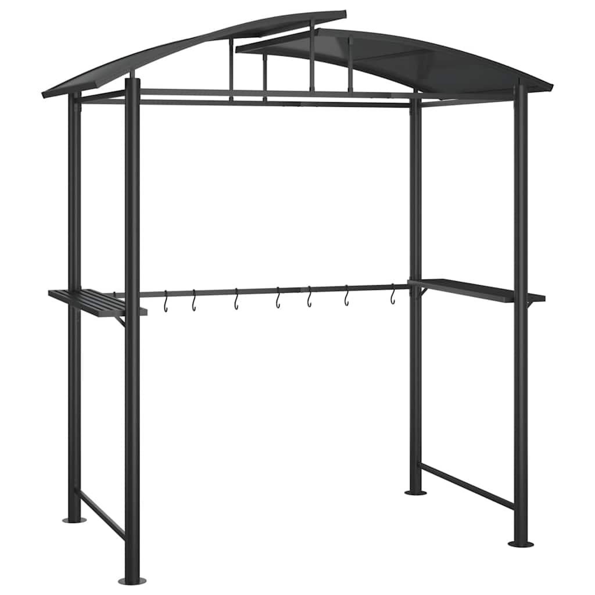 Voir la diapositive 2 : VIDAXL Gazebo BBQ et etageres laterales anthracite 210x114x230cm acier