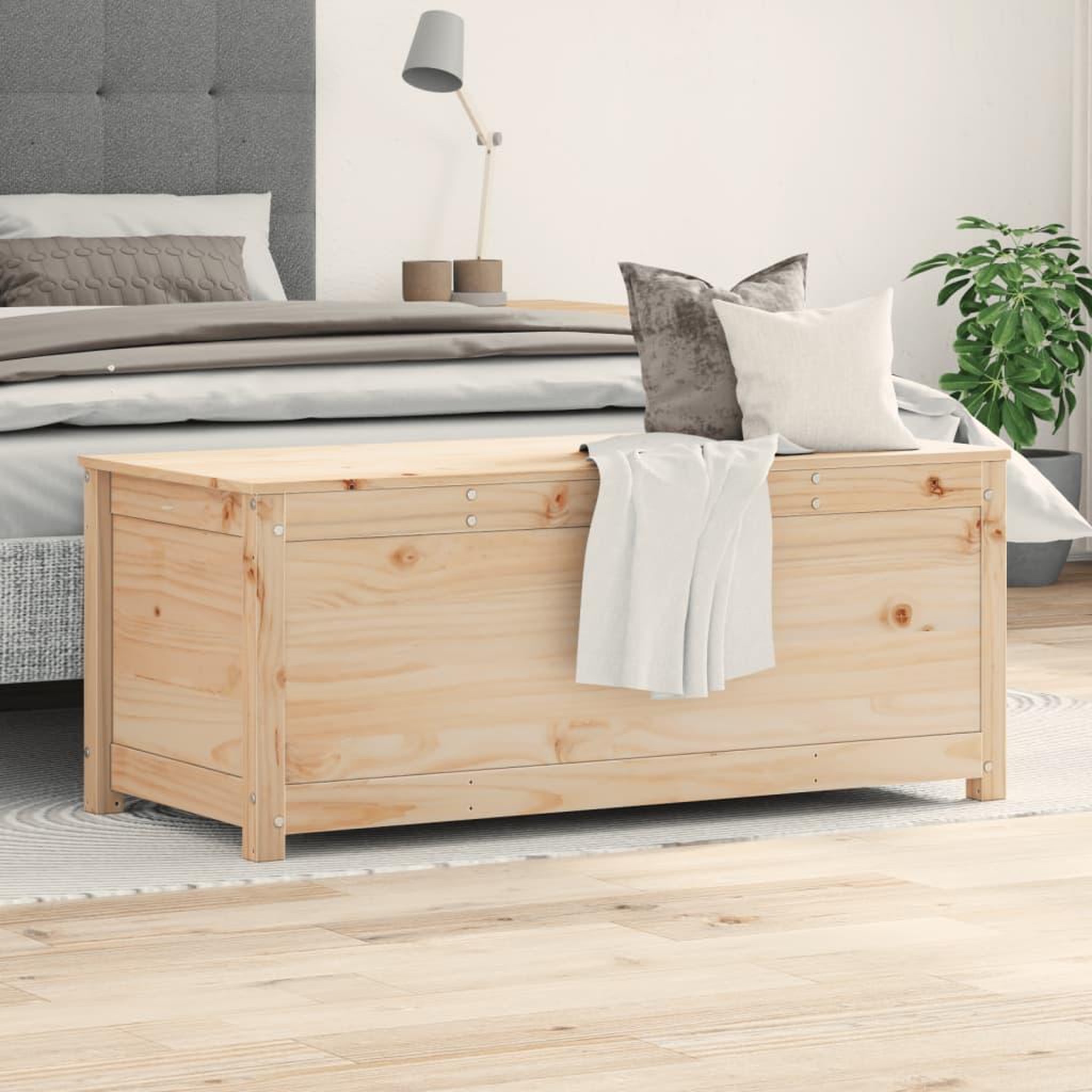 Voir la diapositive 3 : VIDAXL Boîte de rangement 110x50x45,5 cm Bois massif de pin