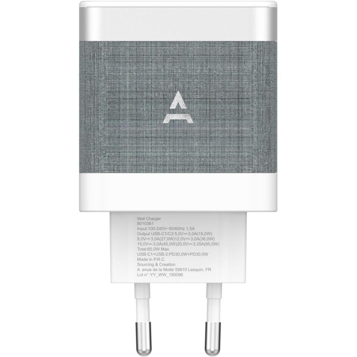 ADEQWAT Chargeur 65W PowerDelivery 2 USB-C