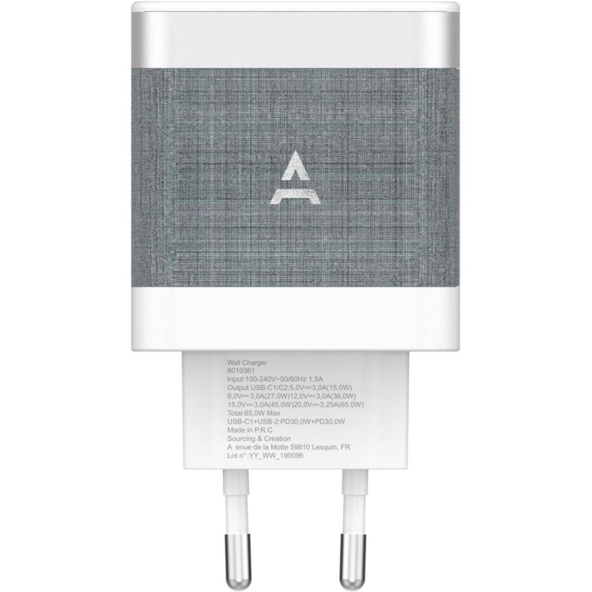 ADEQWAT Chargeur 65W PowerDelivery 2 USB-C