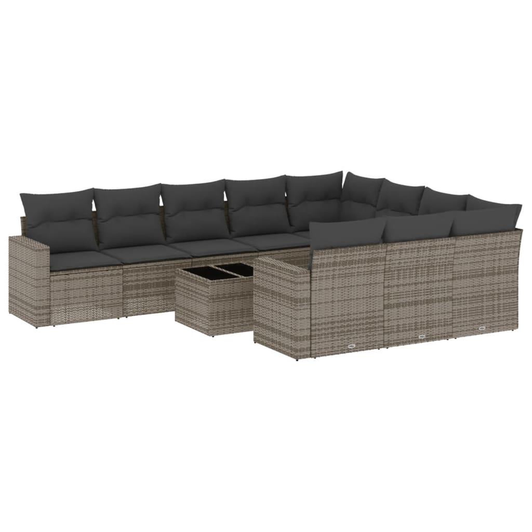 Voir la diapositive 2 : VIDAXL Salon de jardin 11 pcs avec coussins gris resine tressee