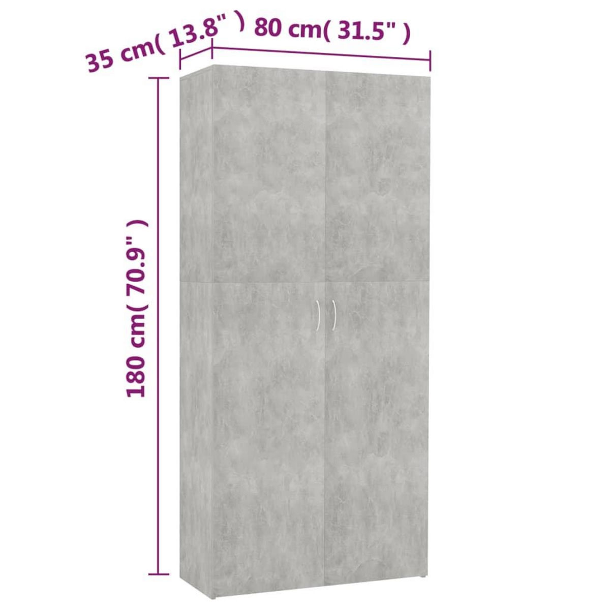 VIDAXL Armoire a chaussures Gris beton 80x35,5x180cm Bois d'ingenierie