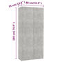 Voir la diapositive 6 : VIDAXL Armoire a chaussures Gris beton 80x35,5x180cm Bois d'ingenierie