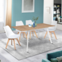 Voir la diapositive 2 : ID MARKET Table scandinave extensible rectangle INGA 4-8 personnes plateau bois pieds blancs 120-160 cm