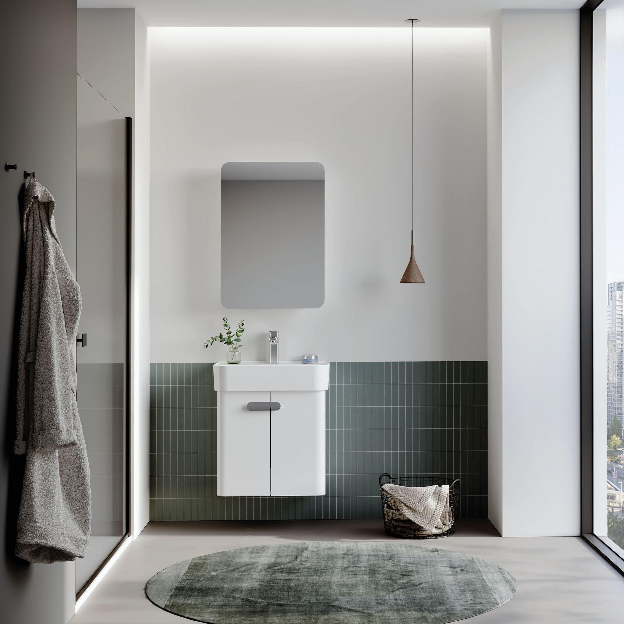 Voir la diapositive 3 : Habitat et Jardin Meuble salle de bain avec miroir  orbit 50  - 50 x 16 x 71 cm - white
