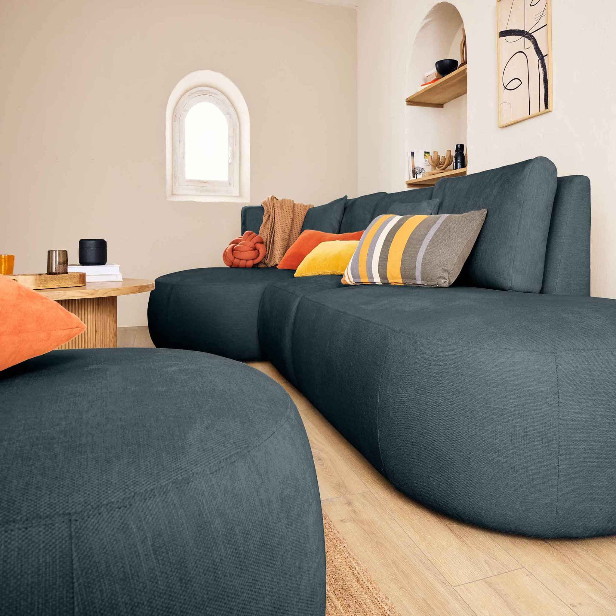 Voir la diapositive 3 : LISA DESIGN Santorini - module d'assise droit - en tissu texturé