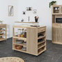 Voir la diapositive 2 : The Home Deco Factory Ilot de cuisine Saulk en bois - Marron