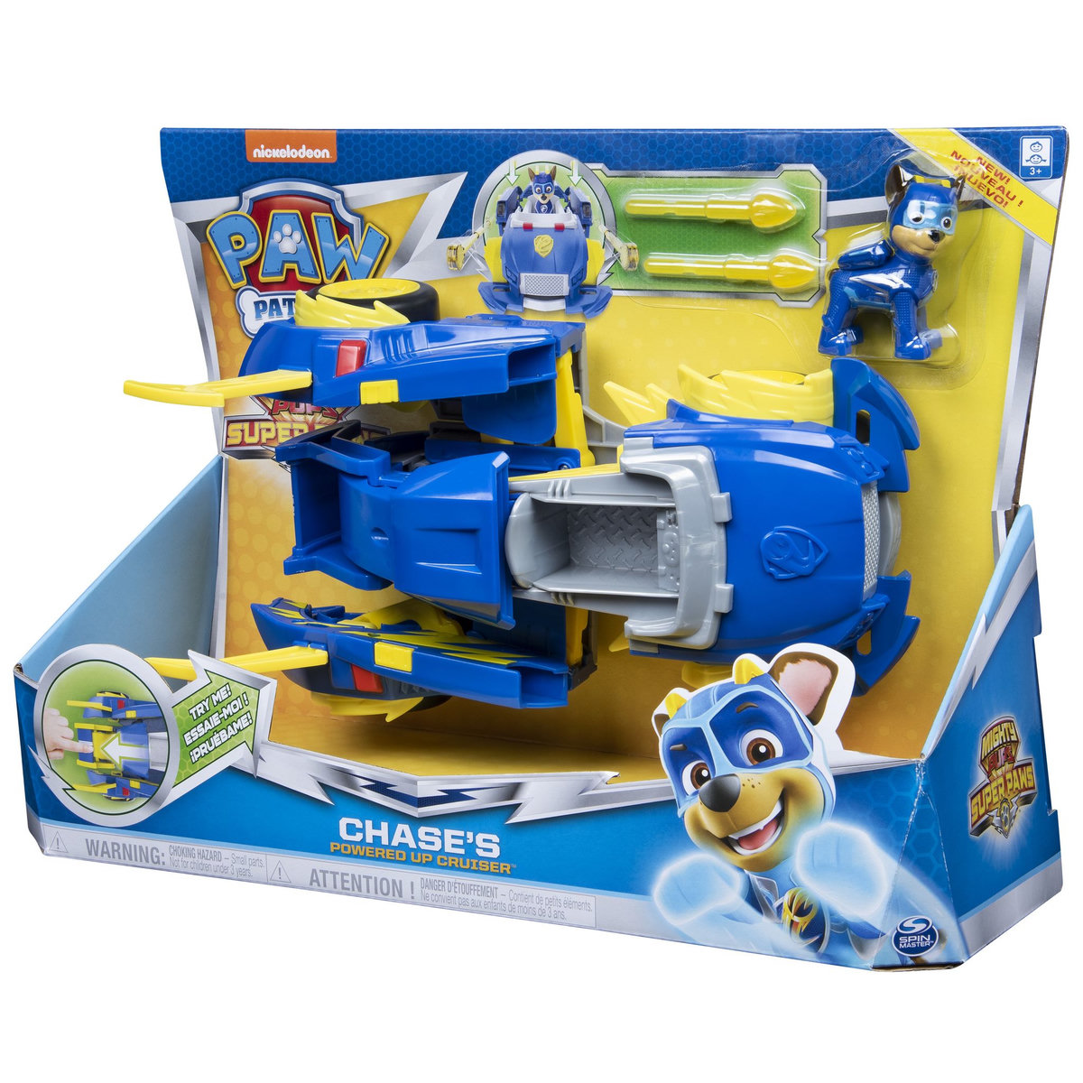 SPIN MASTER Véhicule transformable super charged mighty pups Chase's  - Pat'Patrouille