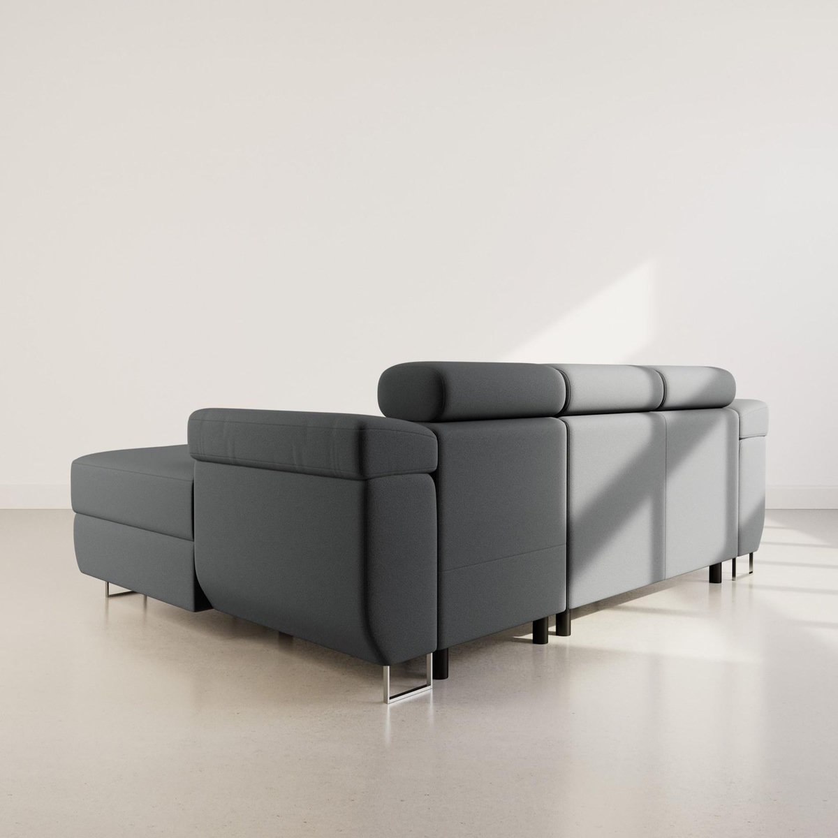 BEST MOBILIER Pablo - canapé d'angle droit - 6 places - convertible avec coffre et têtières réglables - en velours