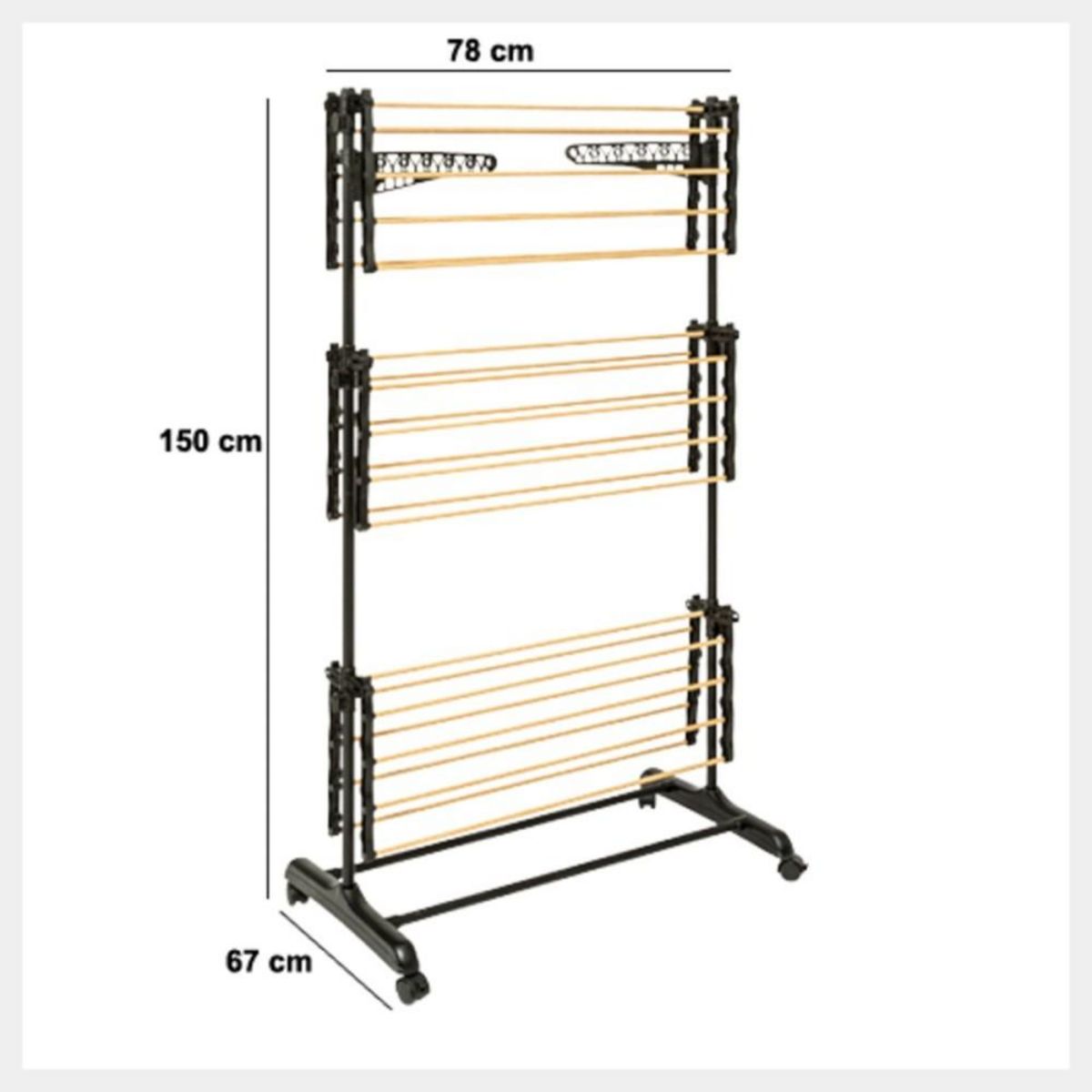 ATMOSPHERA Etendoir à linge à roulettes forme tour noir