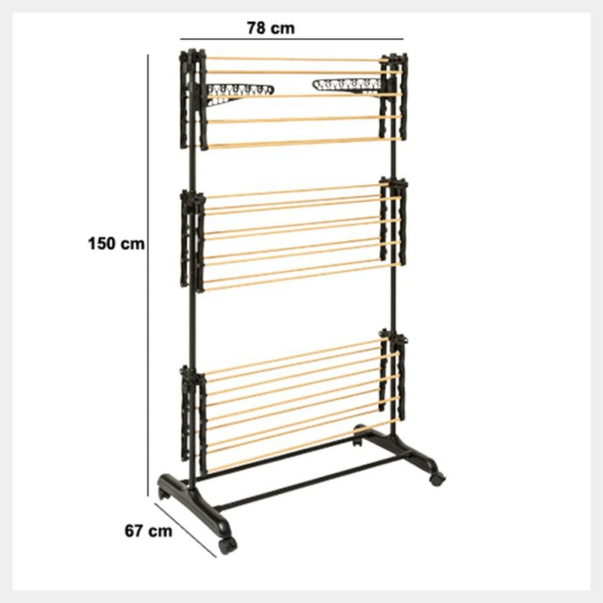 ATMOSPHERA Etendoir à linge à roulettes forme tour noir