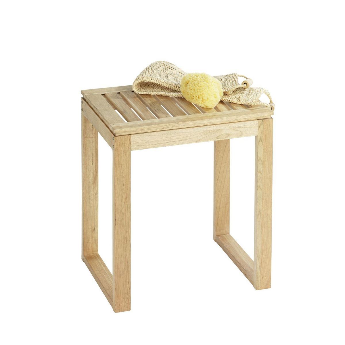 Wenko Tabouret de salle de bain en bois Norway - H. 46 cm - Marron noix