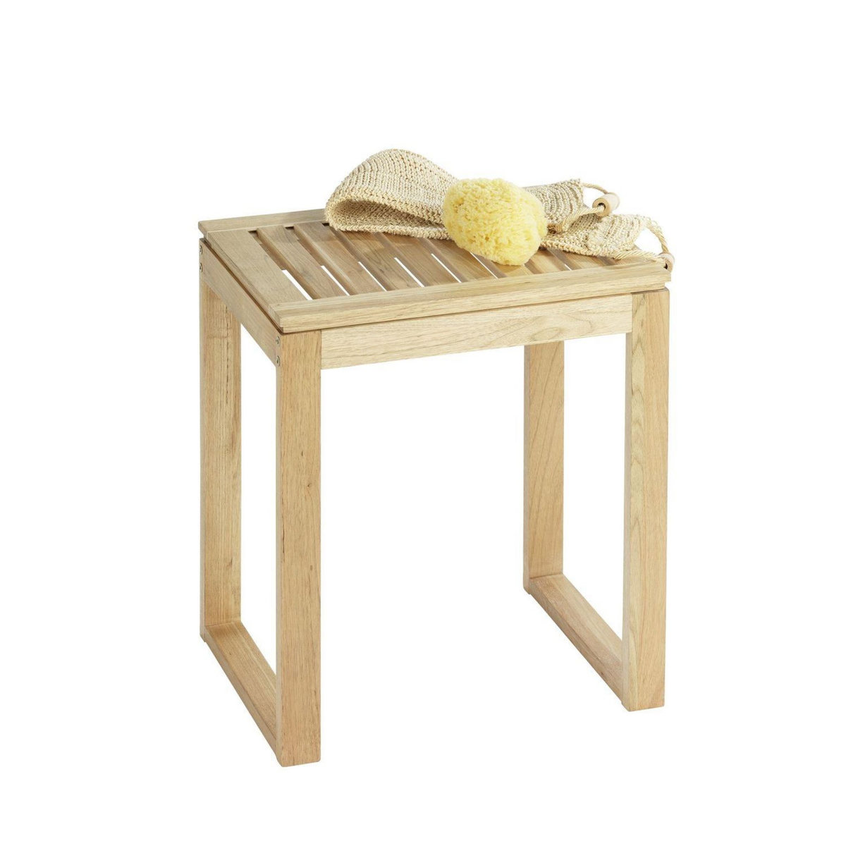 Wenko Tabouret de salle de bain en bois Norway - H. 46 cm - Marron noix