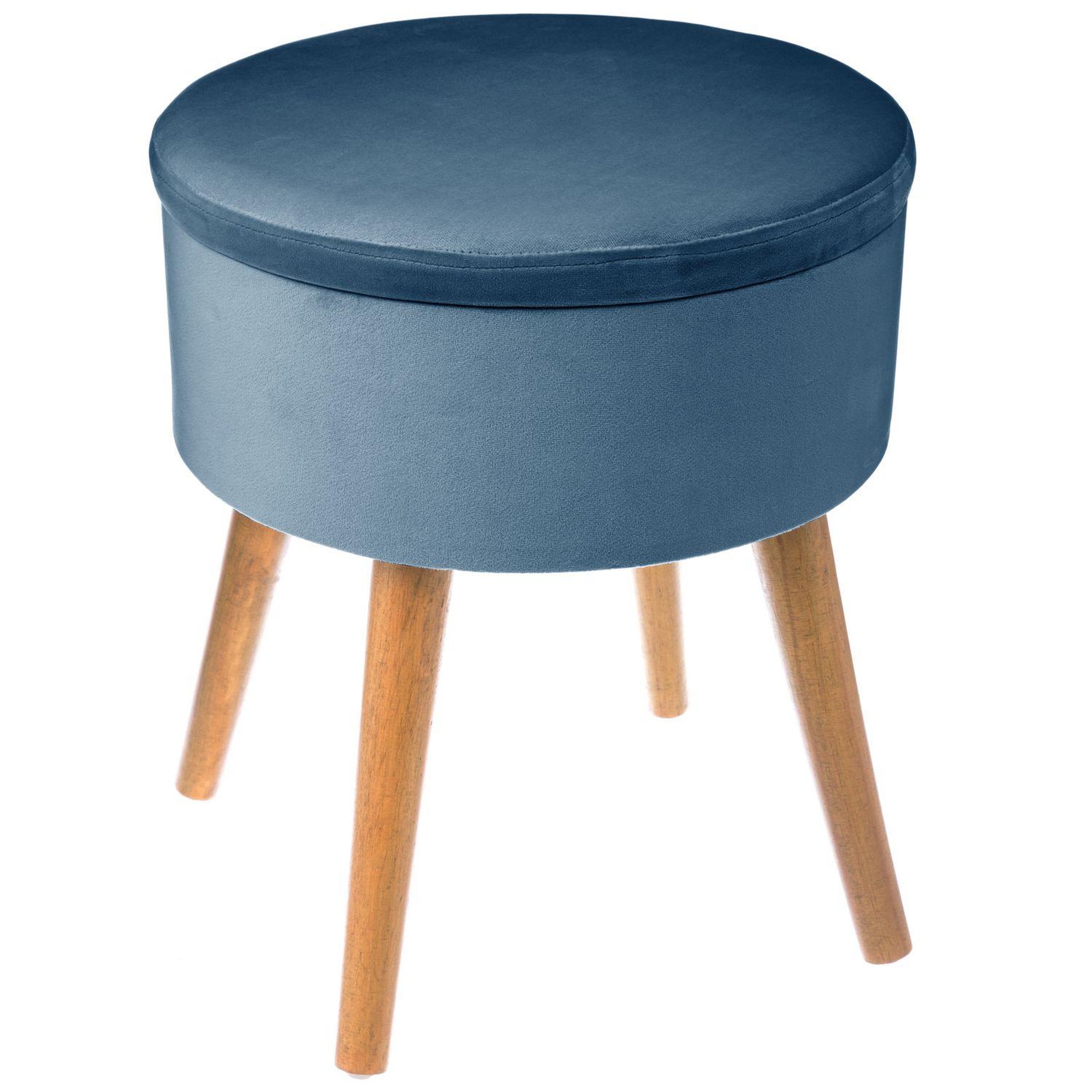 ATMOSPHERA Tabouret coffre en velours tess - h. 44 cm. Coloris disponibles : Gris